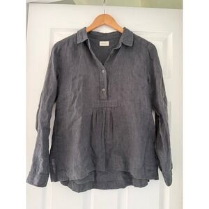 Poetry Womens Gray Organic Linen Blouse